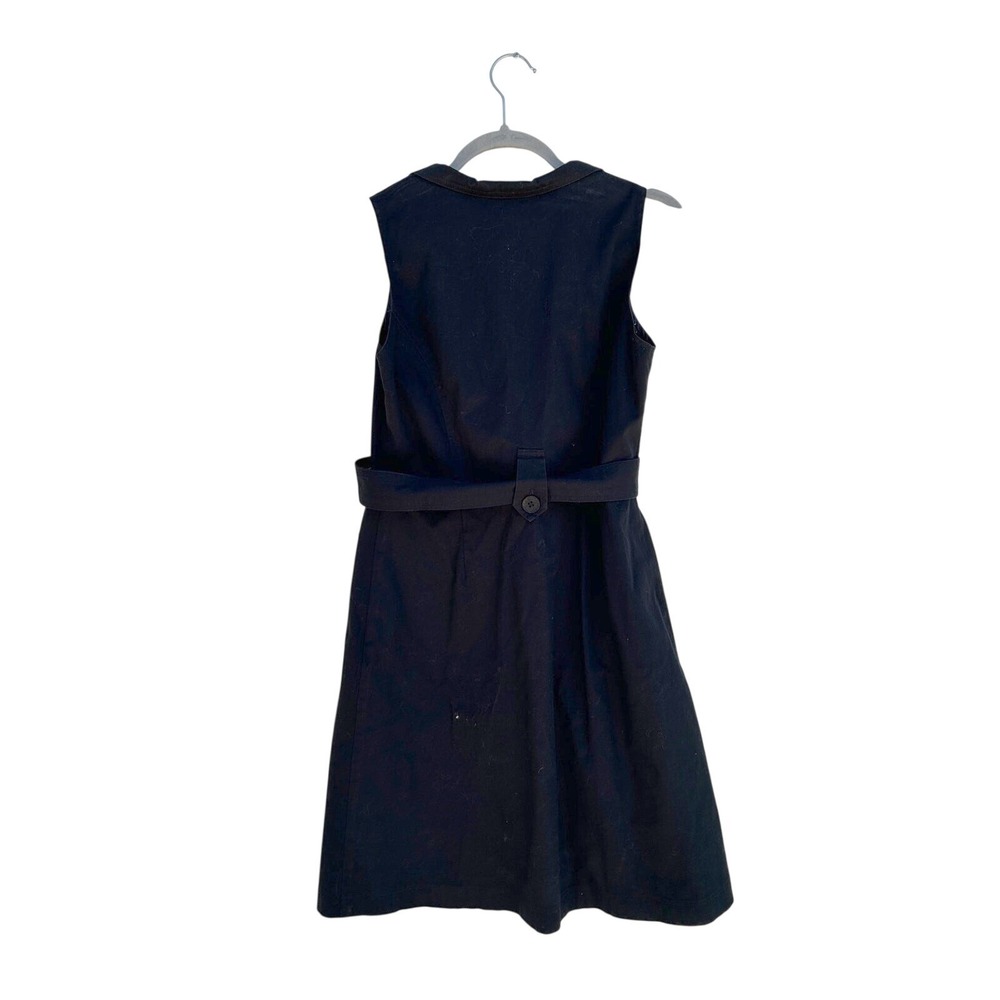 Anni Kuan Black Belted Button Front Sleeveless Midi Dress Size 4 NYC Made - Picture 2 of 4